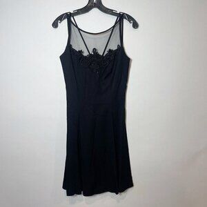 Scott McClintock Sleeveless Beaded Mini A-line Dress Black 4 Mesh Vintage Y2K 90